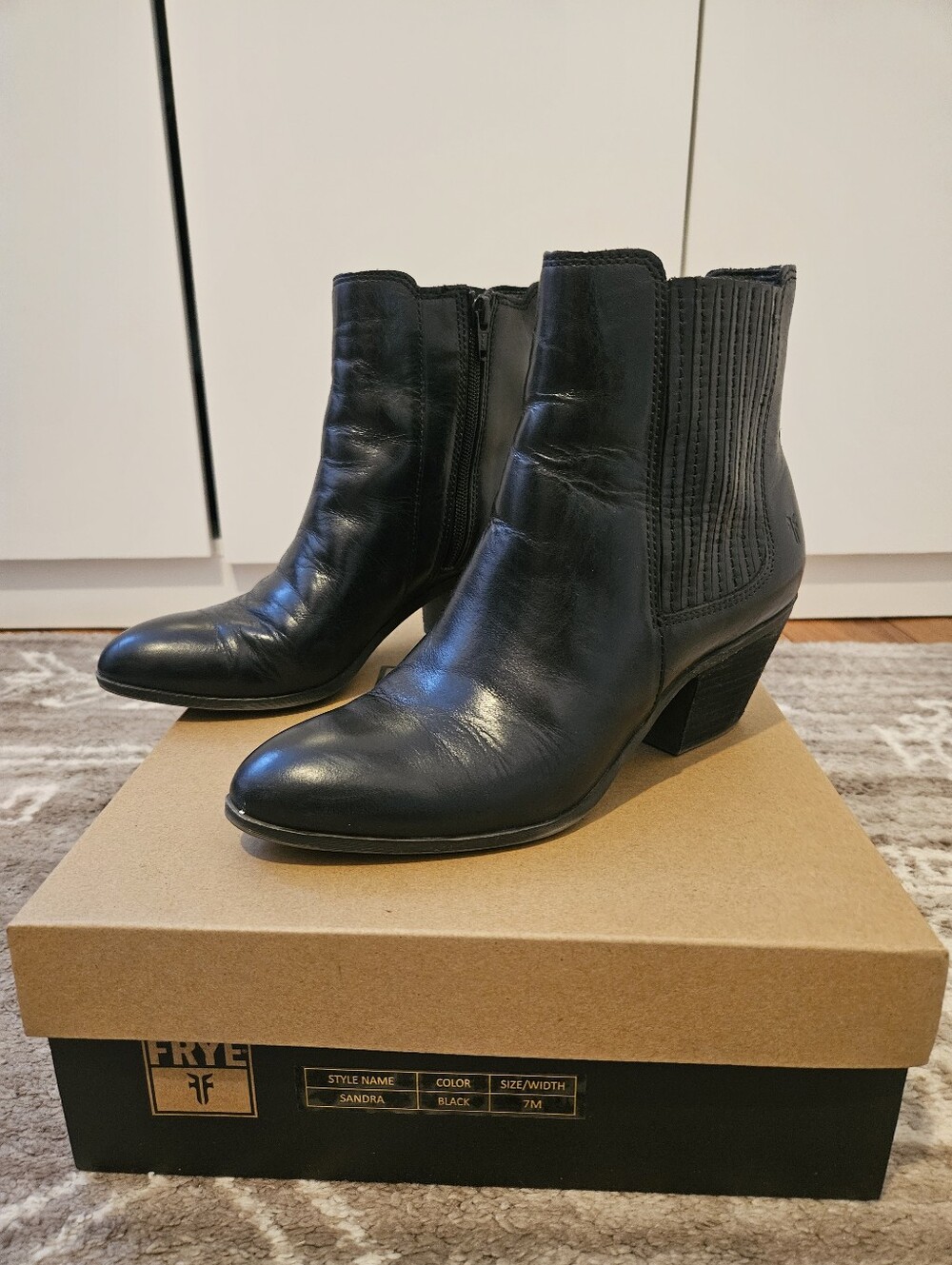 Frye Women's Sandra Black Leather Ankle Booties